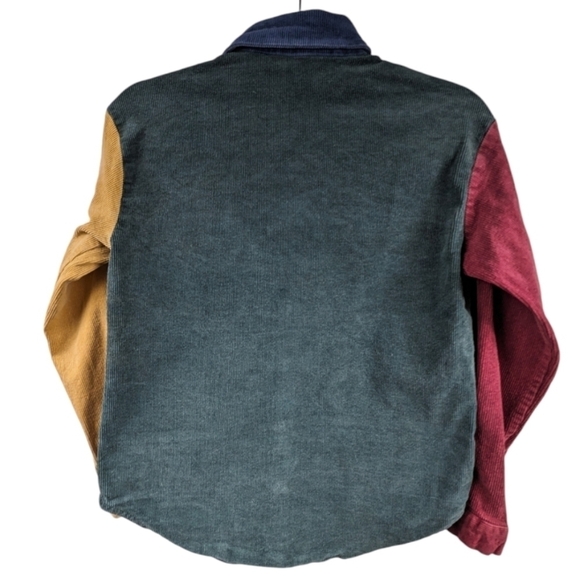 Nasty Gal Color Block Snap Front Corduroy Shirt Sz S - Picture 2 of 9